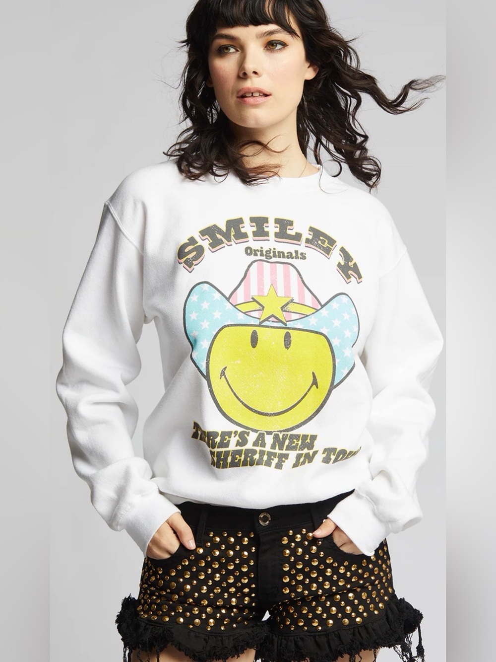 Recycled Karma  Smiley New Sheriff In Town Sweatshirt Size S